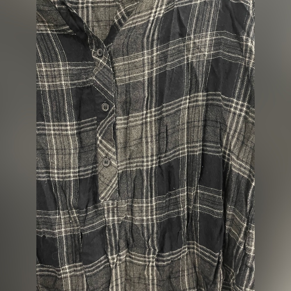 Cloth & Stone Charcoal and White Checkered Shirt - Picture 3 of 4